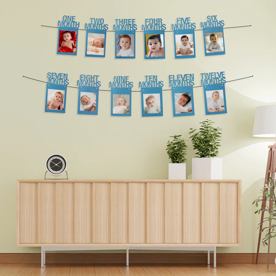 Twelve Months 1st Birthday Photo Banner
